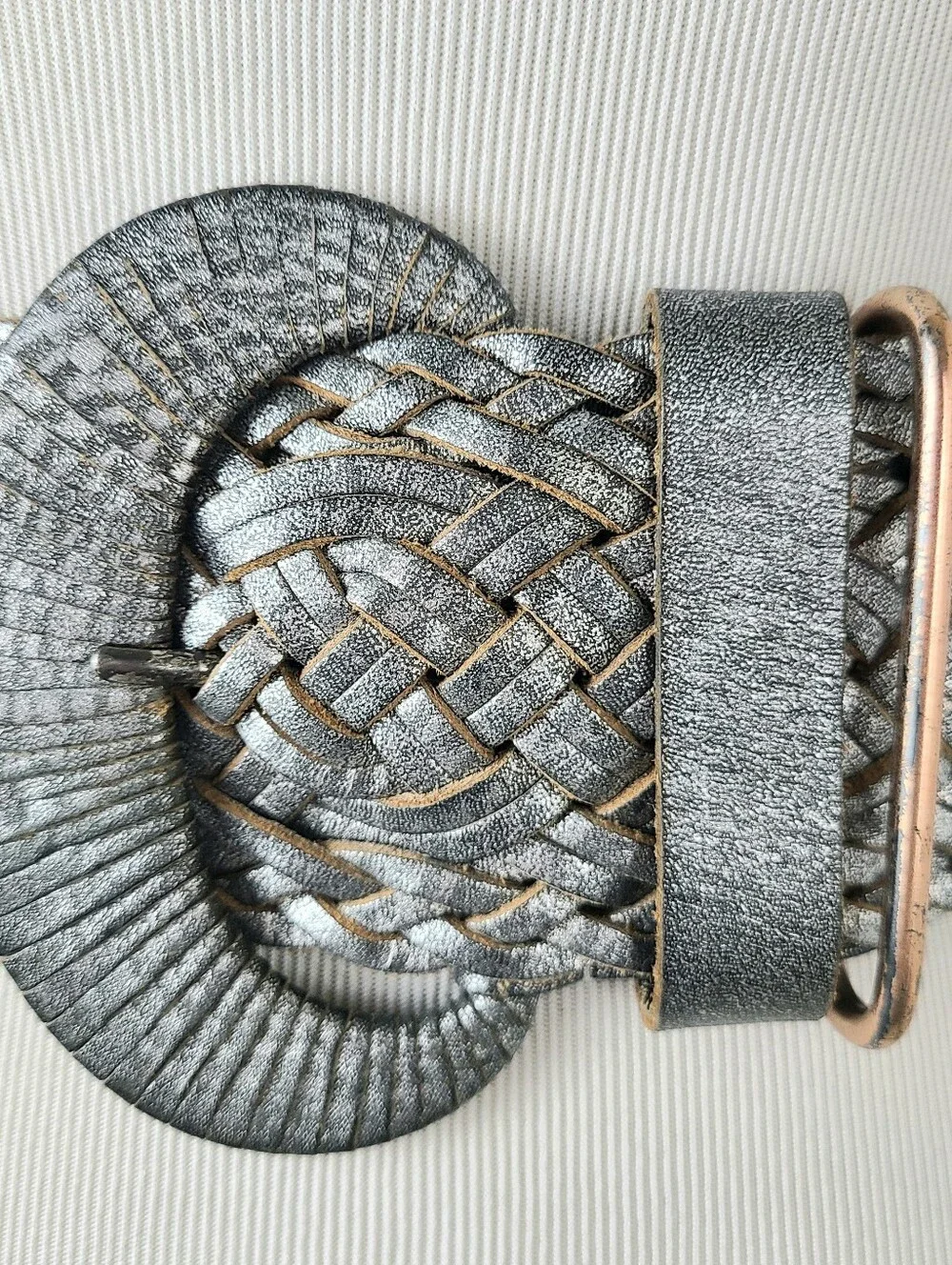 Linea Pelle Handmade Wide Oversized Braided Woven Genuine Leather Belt